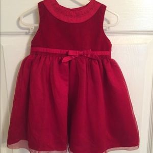 Cranberry red velvet and tulle Christmas dress